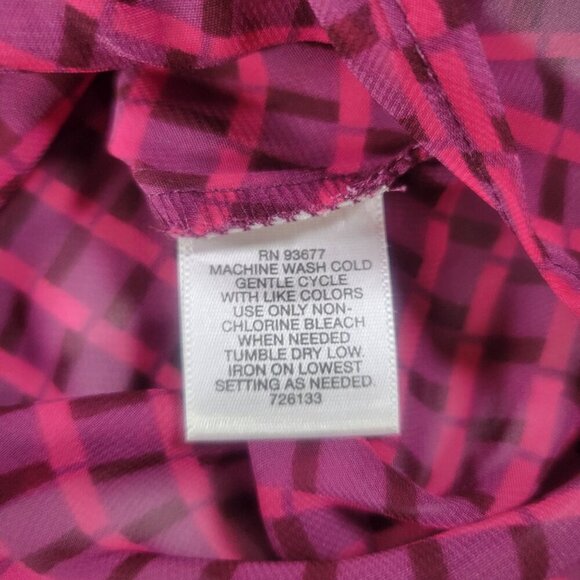 Liz Claiborne Petite Pink & Purple Checkered Button-Down Blouse Size PM - Picture 3 of 9
